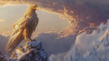 Fototapeta premium Majestic eagle on mountaintop