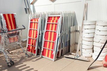Late summer day, deck chairs stacked