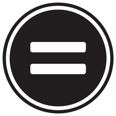 Equation Symbol Encased in Black Circle with White Lines Symbolizing Equality