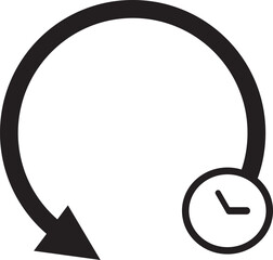 Vector Illustration Of A Clock Icon, 12 Hours Clock Design, Time Reverse.