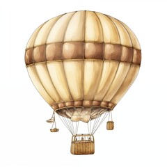 Airship, aerostat, hot air balloon watercolor image.
