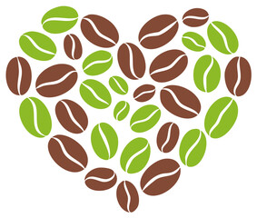 Obraz premium Heart Shape Coffee Beans Abstract Illustration