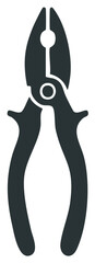 Pliers hand tool vector icon in a minimalist flat silhouette style for repair and construction