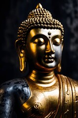 Shiny golden Buddha with black contrast