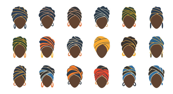 Diverse Collection of Women Wearing Traditional African Headwraps.