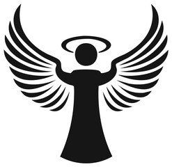 Stylized Angel Silhouette with Wings and Halo Symbolizing Faith or Spirituality