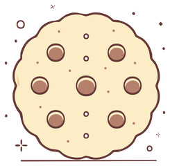 Round Chocolate Chip Cookie with Dark Brown Chips and Decorations