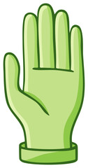 Cartoon green glove with raised palm for garden work and hand protection as safety equipment