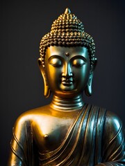 Shiny Golden Buddha with Dark Background