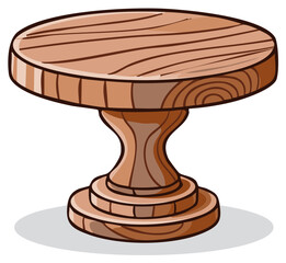 Cartoon Style Wooden Pedestal Table with a Round Top for Displaying Items or Serving Food