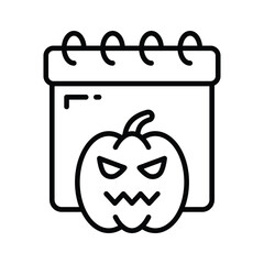 Calendar with pumpkin symbol representing October Halloween holiday