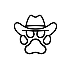 Cowboy Dog Logo, Dog Paw Print Combined With Cowboy Hat, Creative Logo Mark