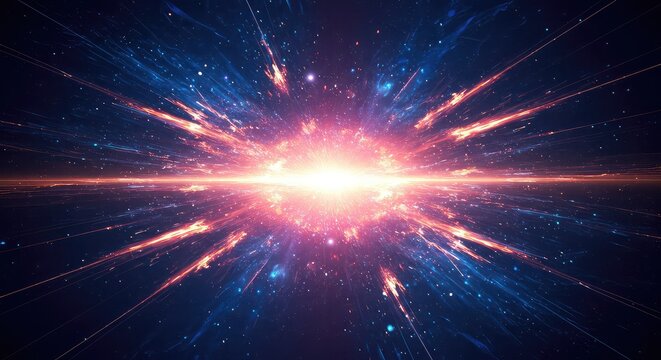 A vibrant cosmic explosion of light and energy, depicting a powerful event in deep space.