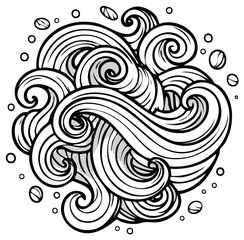 Fototapeta premium Monochrome flowing organic shapes evoking coffee steam and aroma with beans