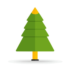 A Simple flat 2D icon Christmas tree isolated on a white background, vector, flat design, animation design, simple flat 2D icon, minimalist design, clipart