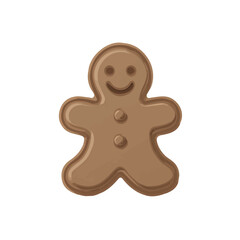 A vibrant gingerbread man, My Simple flat 2D icon isolated on a white background, flat design, vector, flat design, animation design, flat 2D icon, minimalist design. EPS format