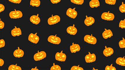 Halloween seamless pattern background. Spooky Jack o lantern pumpkin motif wallpaper for packaging, backdrop, textiles, print, fabrics