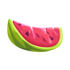 A Simple flat 2D icon watermelon isolated on a white background, vector, flat design, animation design, simple flat 2D icon, minimalist design, clipart