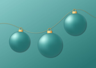 Minimalist 3D Christmas Ornaments Ball on a Teal Background for Holiday Design