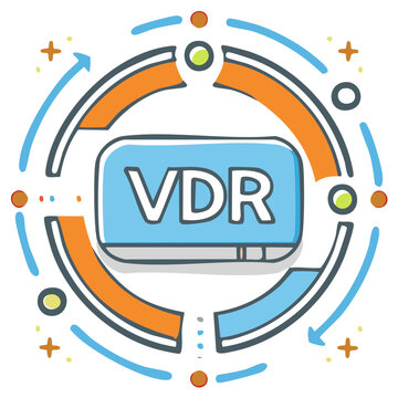 VDR Letters in a Rounded Banner with Circulation Arrows Icon