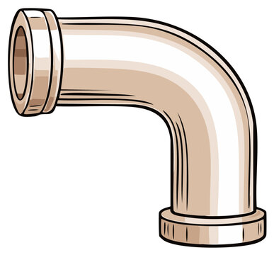 Bent L shaped plumbing pipe cartoon style connection component illustration
