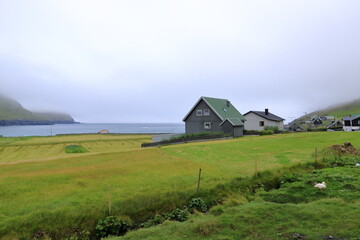 Husavik Village on Sandoy Island, Faroe Islands, Denmark