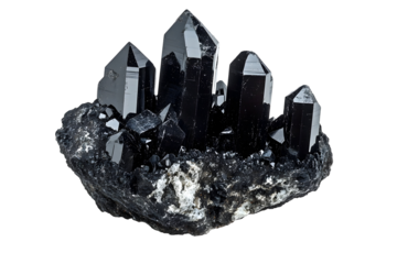 Majestic black tourmaline or smoky quartz crystal cluster for mineral enthusiasts