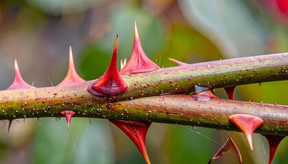 Close-up of thorny rose stems