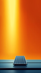 vertical banner with a professional minimal solar panel, set against a striking orange background. minimal solar panel orange background vertical story