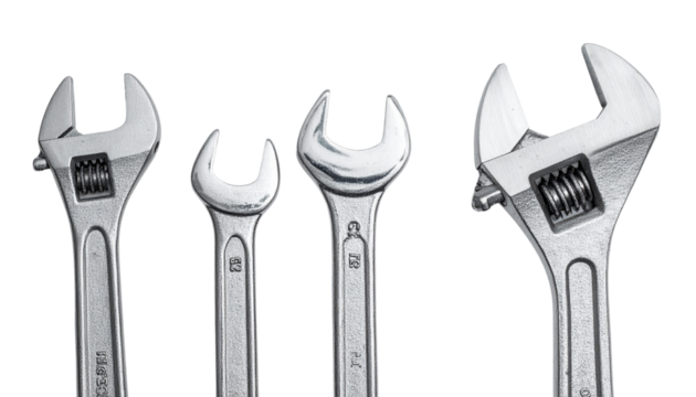 Wrench variations isolated on transparent background
