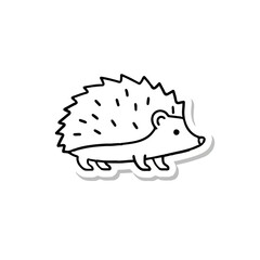 Cute Hedgehog Walking with Spikes Outlined

