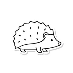 Cute Hedgehog Walking with Spikes Outlined

