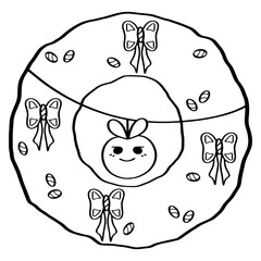 Coloring Christmas wreath element for seasonal design or coloring and celebration.