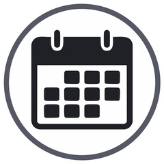 Calendar Icon Isolated on Circle, Date Reminder Schedule Meeting Appointment