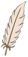 Fototapeta premium Elegant beige quill feather illustration for writing literature and poetry