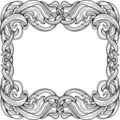 Vector ornamental twisted vine frame, heritage inspired decorative border design