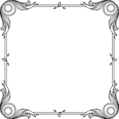 Vector decorative organic leafline frame, elegant swirl border for invitation