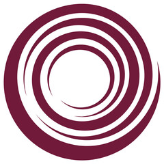 Obraz premium Modern geometric abstract pattern with dynamic burgundy concentric curves and spiral motion