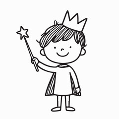 Cute Child in Magical Outfit with Wand and Tiara at Celebration Vector Illustration