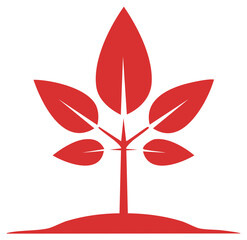 Fototapeta premium Vibrant red minimalist tree graphic symbolizing natural growth environment and ecological vitality