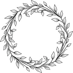 Decorative vector organic foliage circle frame, luxury wedding ornament border