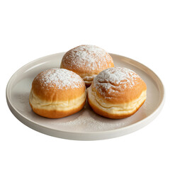 Golden Brown Donuts on Plate | Powdered Sugar Pastry Close-Up | Minimalist Sweet Treat Display