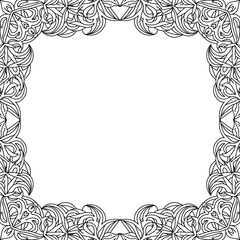Illustration of intricate leaf border, cultural inspired decorative frame for poster and brochure