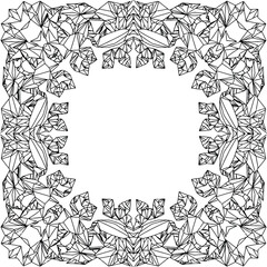 Vector abstract polygonal leaf ornament frame, luxury decorative square border design