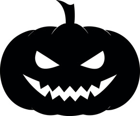 Scary Halloween pumpkin vector, Creepy face silhouette, Autumn festive decoration
