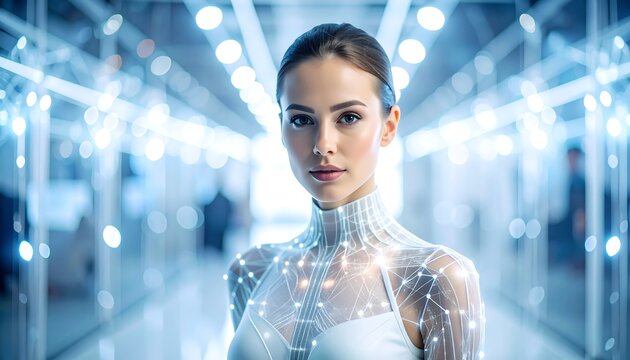 Futuristic woman portrait - Powered by Adobe