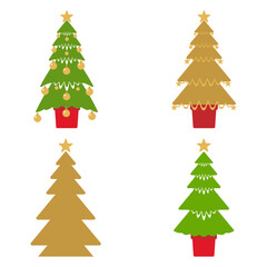 Set of Modern abstract christmas tree decorated clip art