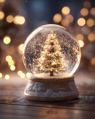 Snow globe Christmas tree glowing festive decoration