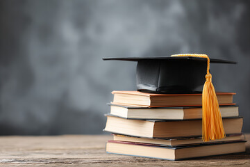 Graduation tassel cap stack books celebration symbol