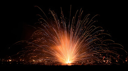 Fountain firework sparks night sky festive display